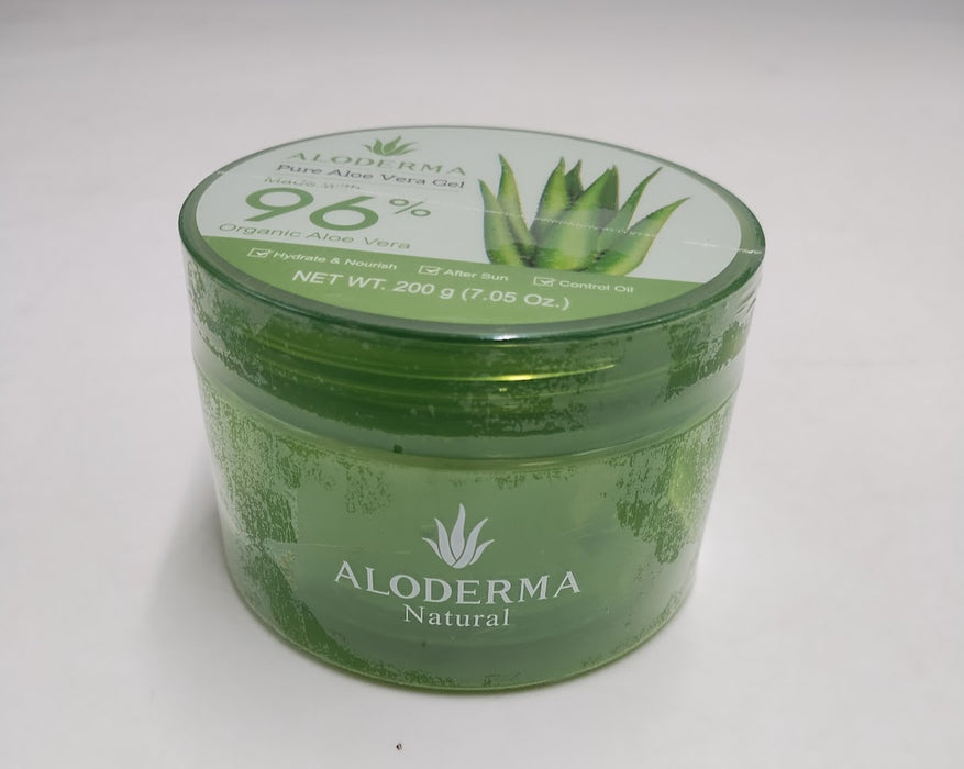 Aloderma Organic Aloe Vera Gel For Face & Body, 96% Pure Aloe Gel Made Within 12 Hours Of Harvest, Ideal For Skin, Scalp, & Hair Hydration, Calming Moisturizer For Soothing After Sun Care, 7.05Oz