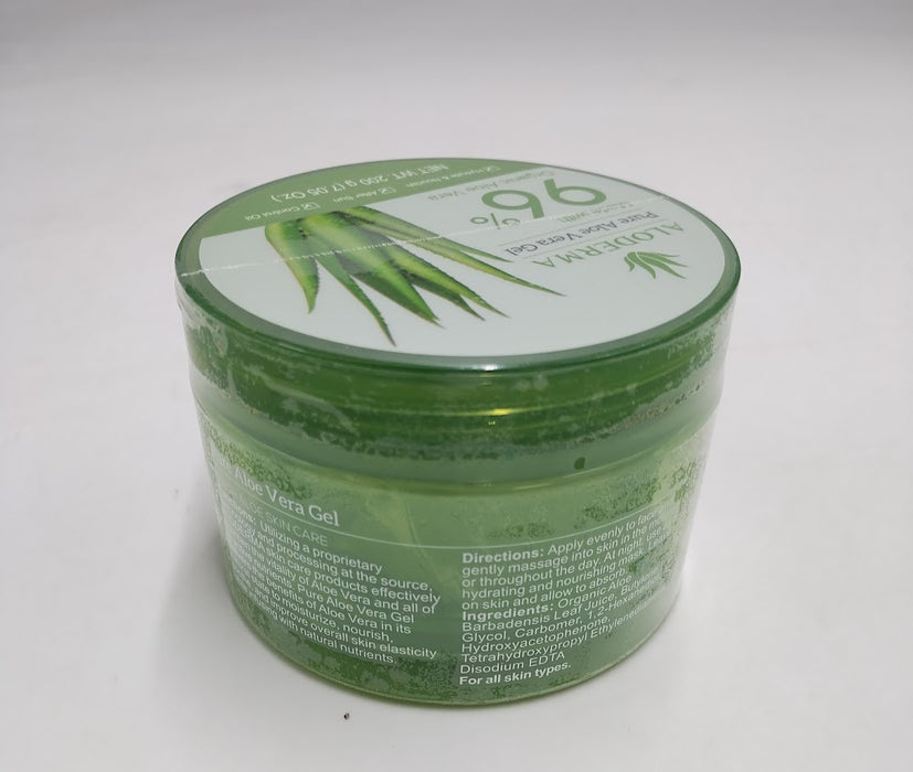 Aloderma Organic Aloe Vera Gel For Face & Body, 96% Pure Aloe Gel Made Within 12 Hours Of Harvest, Ideal For Skin, Scalp, & Hair Hydration, Calming Moisturizer For Soothing After Sun Care, 7.05Oz
