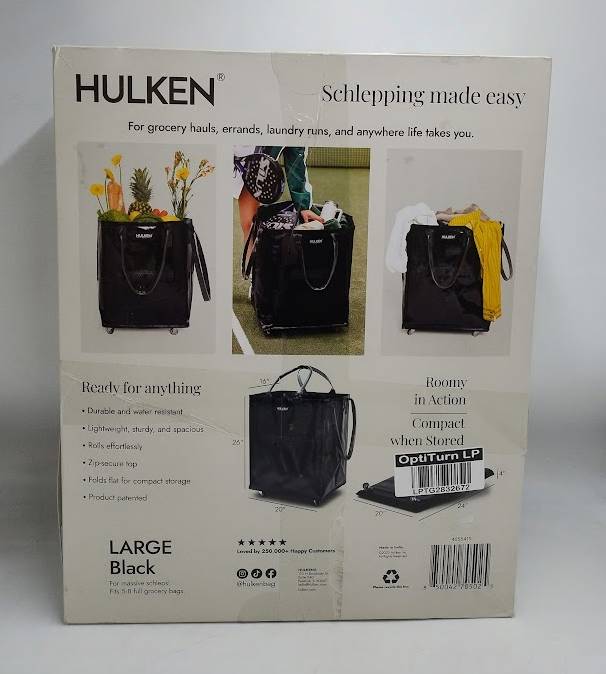 HULKEN Original Rolling Tote Bag Large Black SEE DETAILS (LOCAL PICKUP ONLY)