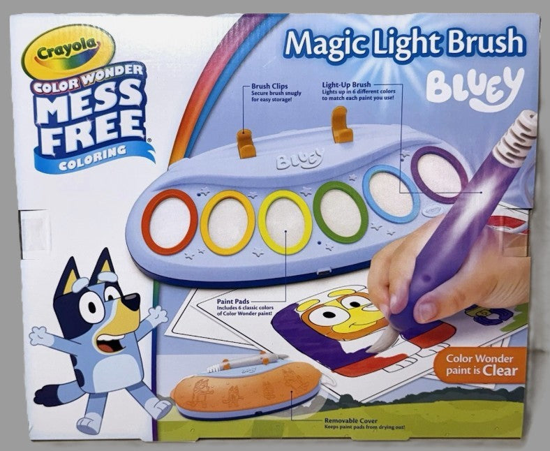 Crayola Bluey Color Wonder Magic Light Brush, Mess Free Paint Set, Holiday Gift for Kids, Toddler Bluey Toys and Activities, Ages 3+