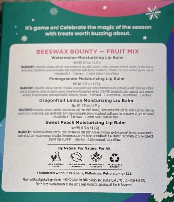 Burt's Bees Limited Edition Beeswax Bounty Lip Balm Set - Fruit Mix - 4ct - 2025