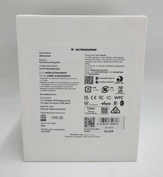 Ultrahuman AIR Size 6 Smart Ring - Bionic Gold BRAND NEW, OPEN BOX