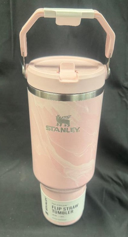 Stanley 40 oz Stainless Steel Ice Flow Flip Straw Tumbler Pink Amethyst Calacatta