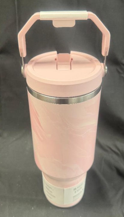 Stanley 40 oz Stainless Steel Ice Flow Flip Straw Tumbler Pink Amethyst Calacatta