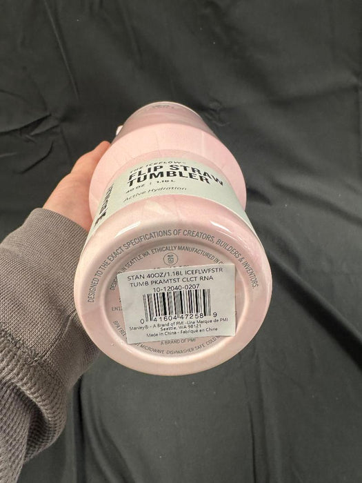 Stanley 40 oz Stainless Steel Ice Flow Flip Straw Tumbler Pink Amethyst Calacatta