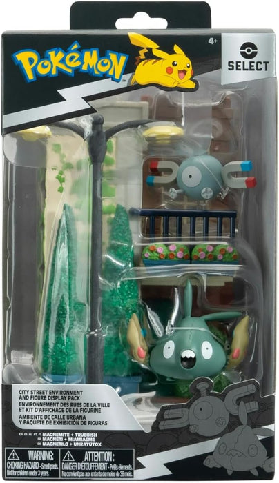 Pokemon Select 6'' City Street with Magnemite Stand and Turbbish