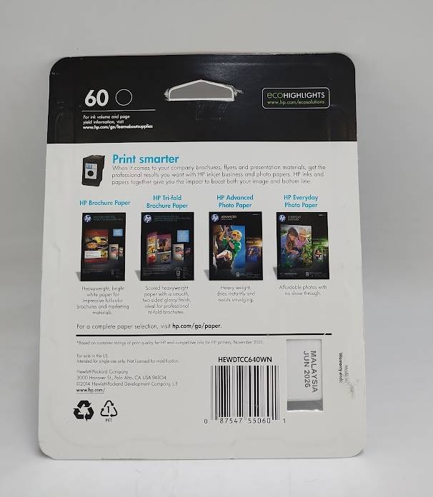 HP #60 Black Ink Cartridge NEW GENUINE EXP 06/2026