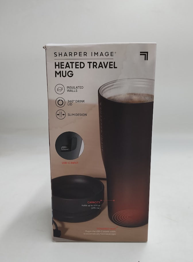 Sharper Image Heated Travel Mug Black 10oz SEE DETAILS