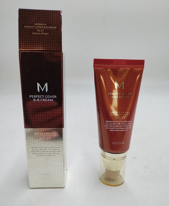 MISSHA M Perfect Cover BB Cream SPF 42 PA+++(#27 Honey Beige)- 1.7 fl. oz.