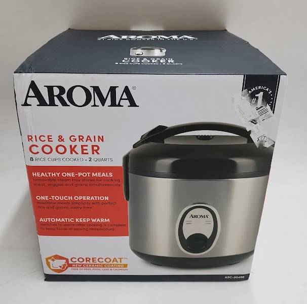 Aroma 8 Cup Rice Cooker - Stainless Steel ARC-904SB