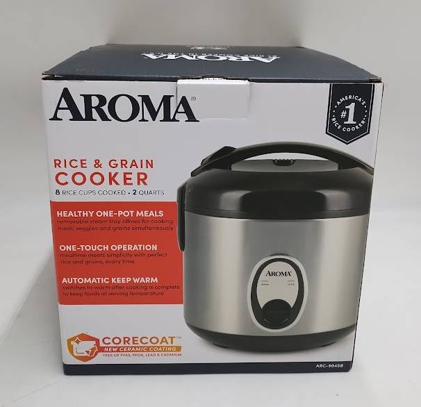 Aroma 8 Cup Rice Cooker - Stainless Steel ARC-904SB