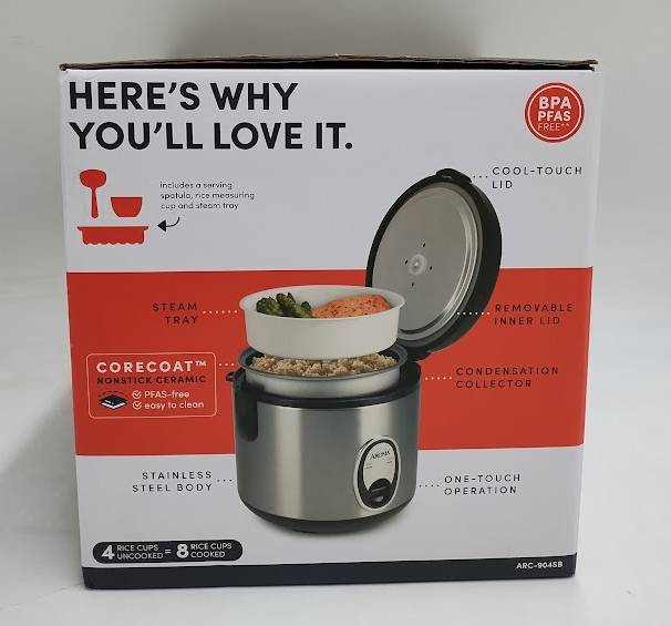 Aroma 8 Cup Rice Cooker - Stainless Steel ARC-904SB