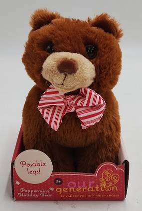 Our Generation Peppermint Holiday Bear Plushie Limited-Edition 6" Posable Pet