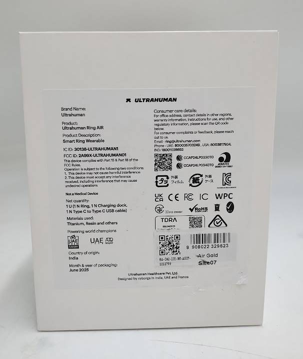 Ultrahuman AIR Size 7 Smart Ring - Bionic Gold BRAND NEW, OPEN BOX
