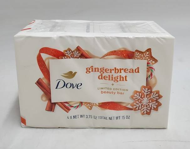 Dove Beauty Limited Edition Holiday Treat Bar Soaps - Gingerbread Delight -4pk