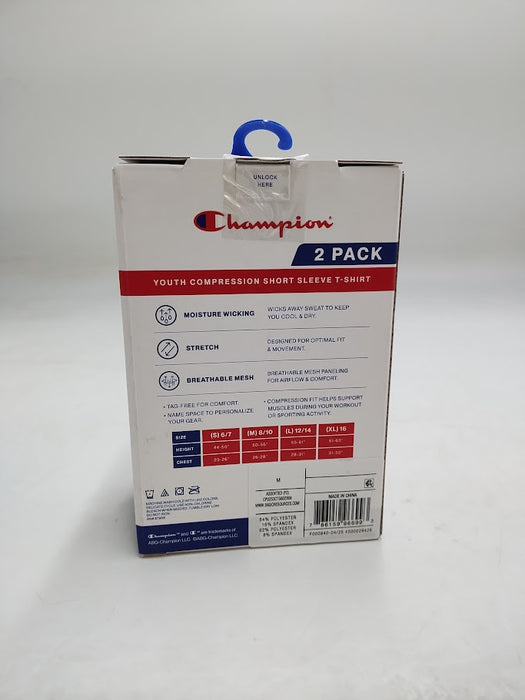 Champion Youth 2pk Compression T-Shirt -Black/Black - M