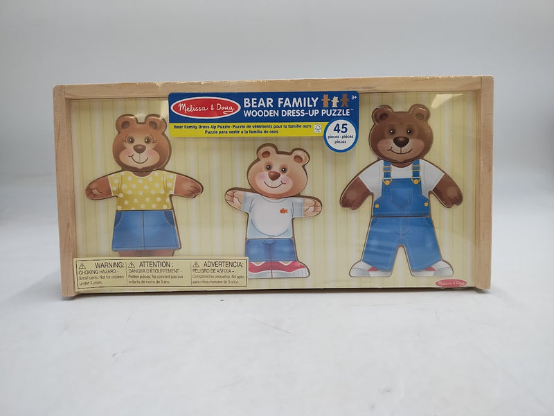 Melissa & Doug Mix 'n Match Wooden Bear Family Dress-Up Puzzle With Storage Case (45pc): Educational Toy for Fine Motor Skills