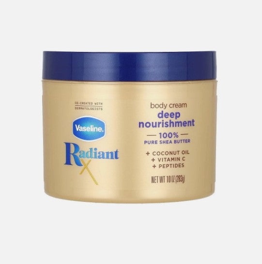Vaseline Radiant X Deep Nourishment Body Cream with Niacinamide and Peptides 10 oz