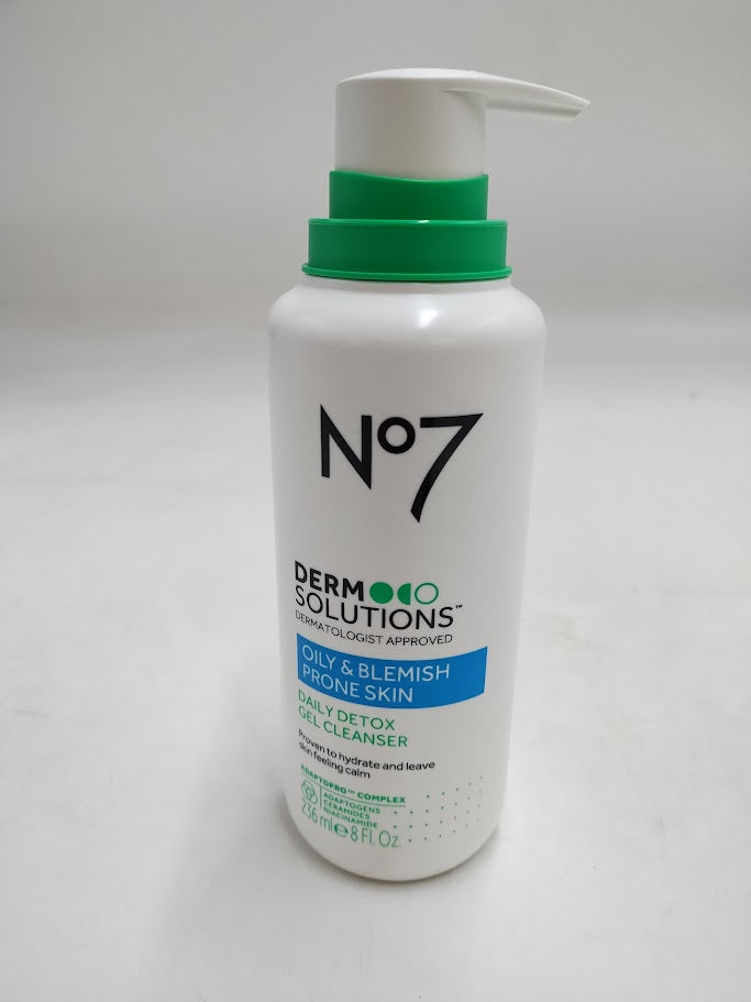No7 Derm Solutions Daily Detox Gel Facial Cleanser-Oily Blemish Prone Skin-8floz