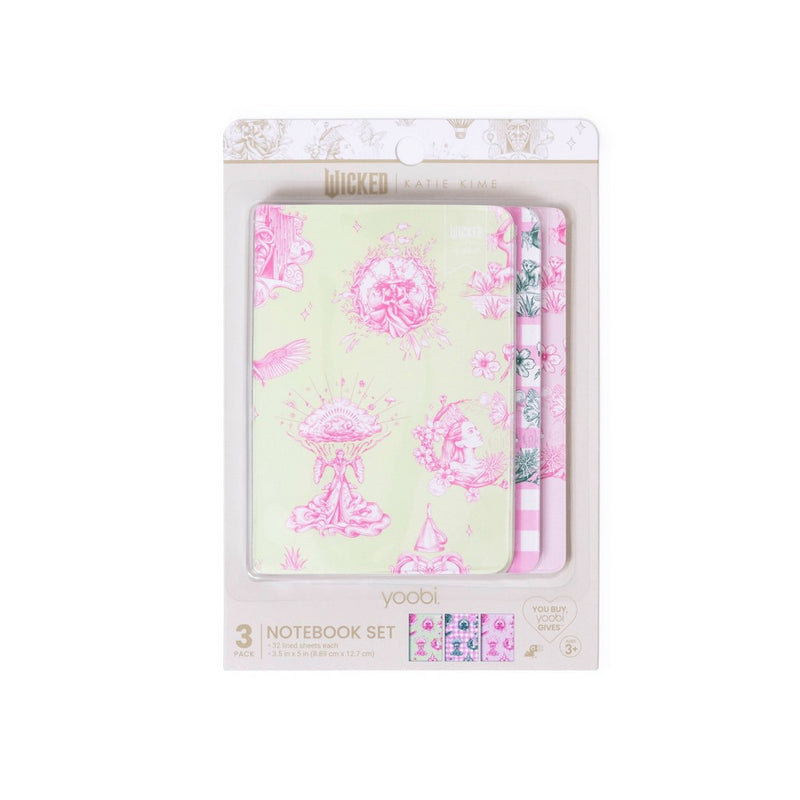 Wicked x Yoobi 3pk Mini Journals Wicked Toile 3.5"x5" Lined Spiral Notebooks 64 Lined Pages