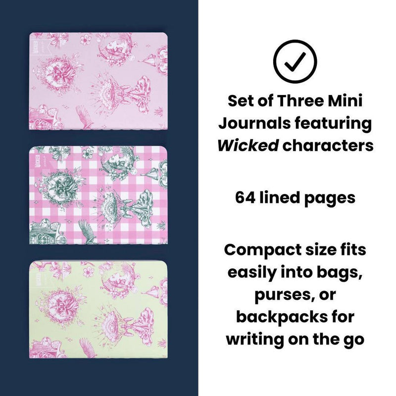 Wicked x Yoobi 3pk Mini Journals Wicked Toile 3.5"x5" Lined Spiral Notebooks 64 Lined Pages