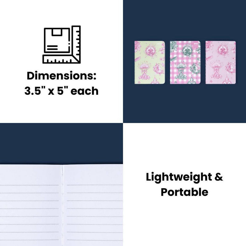 Wicked x Yoobi 3pk Mini Journals Wicked Toile 3.5"x5" Lined Spiral Notebooks 64 Lined Pages