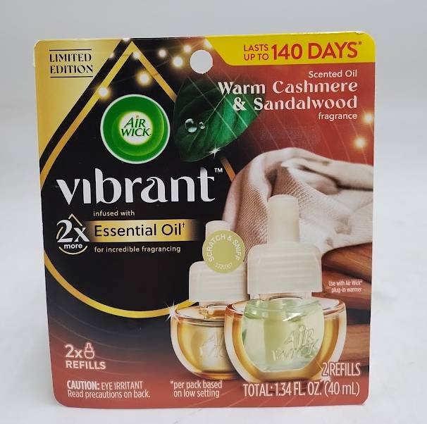 Air Wick Vibrant Scented Oil Air Freshener Refills - Warm Cashmere & Sandalwood - 1.34 fl oz/2pk