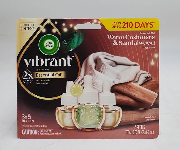 Air Wick Scented Oil Vibrant Air Fresheners - Warm Cashmere & Sandalwood - 3ct