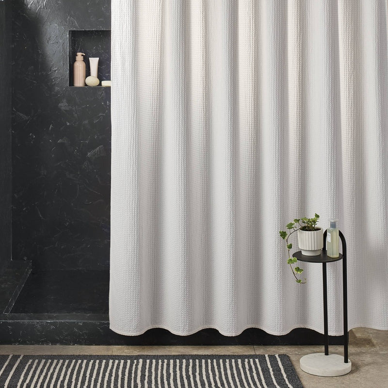 Waffle Weave Shower Curtain Ivory - Threshold