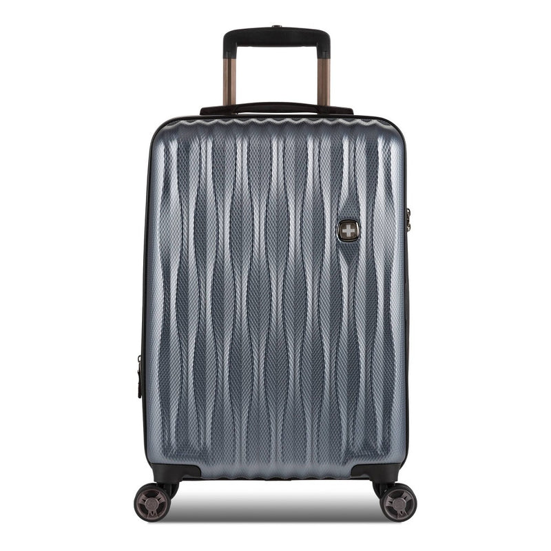 SWISSGEAR Energie Hardside Carry On Spinner Suitcase - Iron Gray: Telescoping Handle, Tear-Resistant