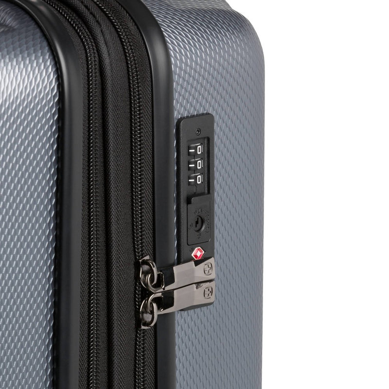 SWISSGEAR Energie Hardside Carry On Spinner Suitcase - Iron Gray: Telescoping Handle, Tear-Resistant