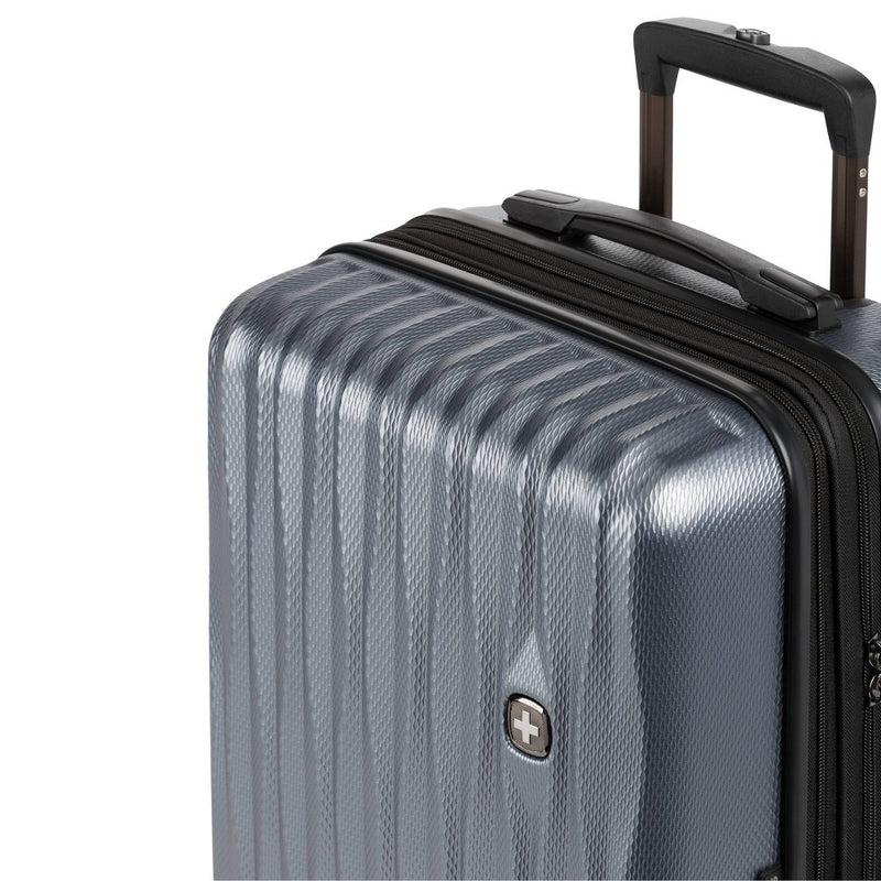 SWISSGEAR Energie Hardside Carry On Spinner Suitcase - Iron Gray: Telescoping Handle, Tear-Resistant