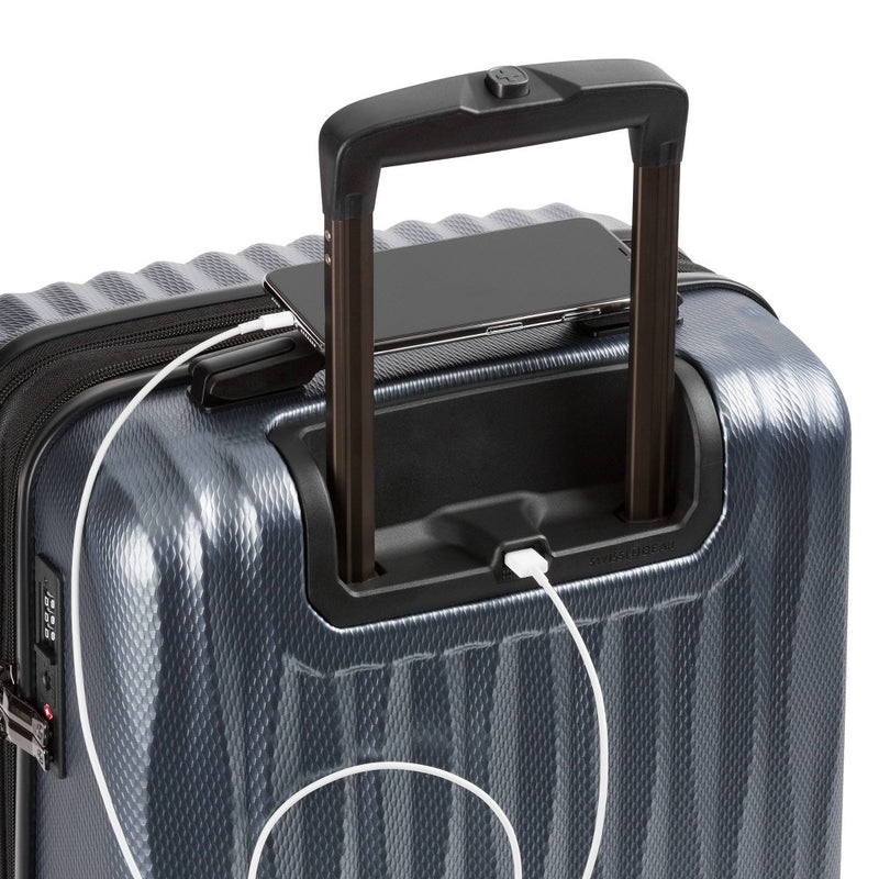 SWISSGEAR Energie Hardside Carry On Spinner Suitcase - Iron Gray: Telescoping Handle, Tear-Resistant