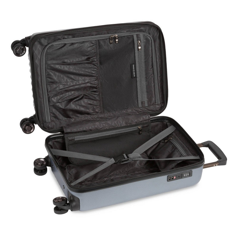 SWISSGEAR Energie Hardside Carry On Spinner Suitcase - Iron Gray: Telescoping Handle, Tear-Resistant