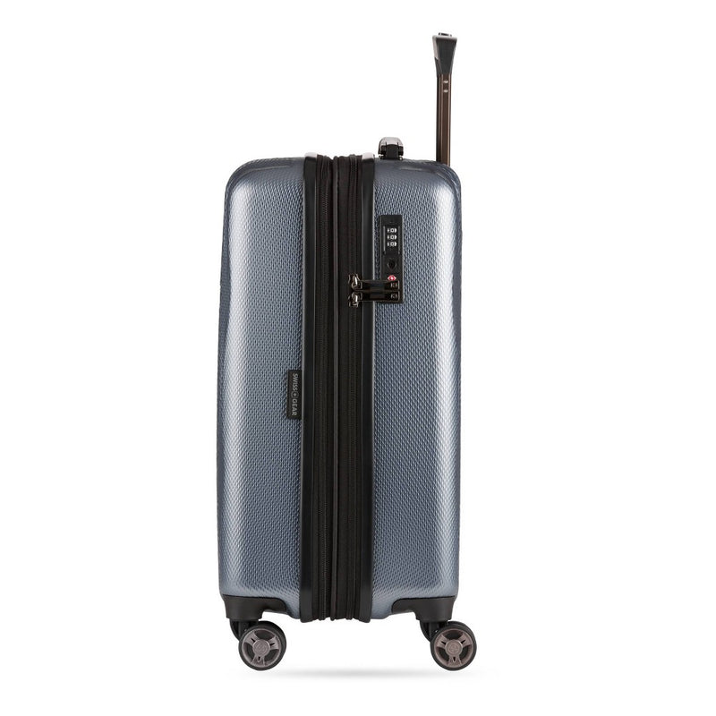 SWISSGEAR Energie Hardside Carry On Spinner Suitcase - Iron Gray: Telescoping Handle, Tear-Resistant