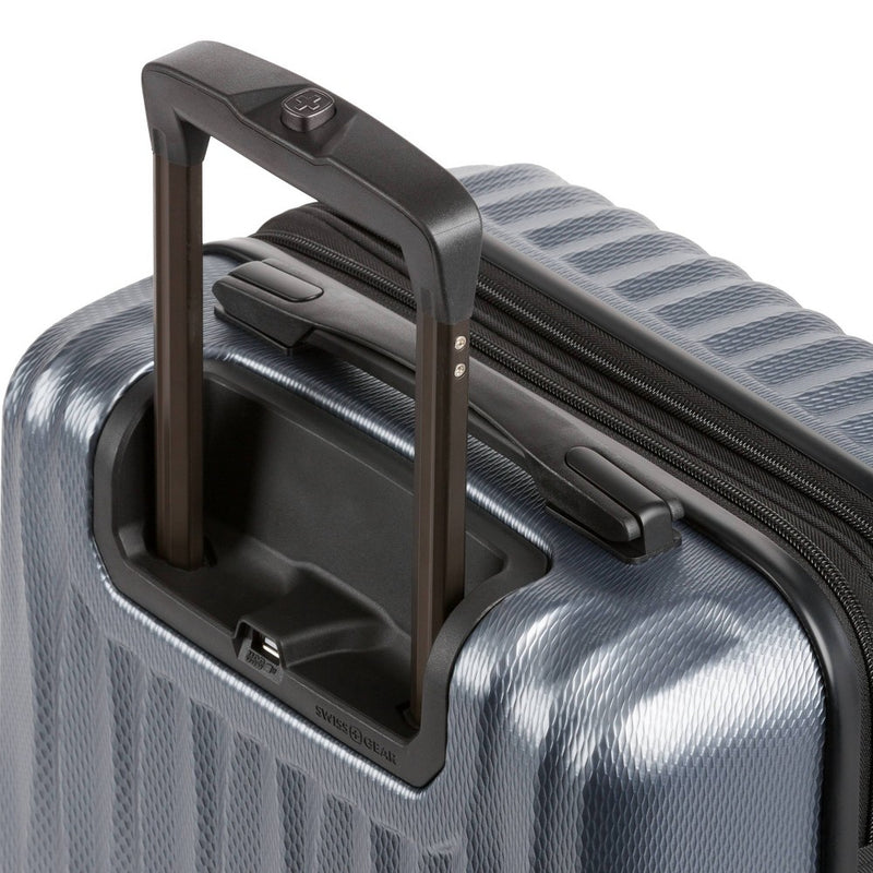 SWISSGEAR Energie Hardside Carry On Spinner Suitcase - Iron Gray: Telescoping Handle, Tear-Resistant