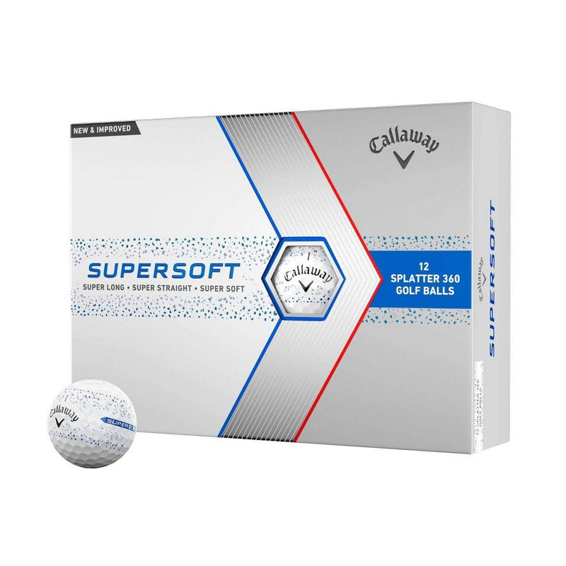 Callaway Supersoft Splatter Golf Balls - Blue: Rubber Core, Ionomer Shell, 12 Pack