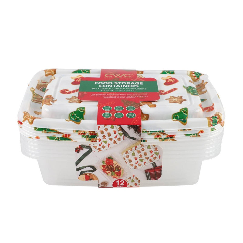 Cook With Color 6pk 5c Printed Holiday Theme Food Storage Containers