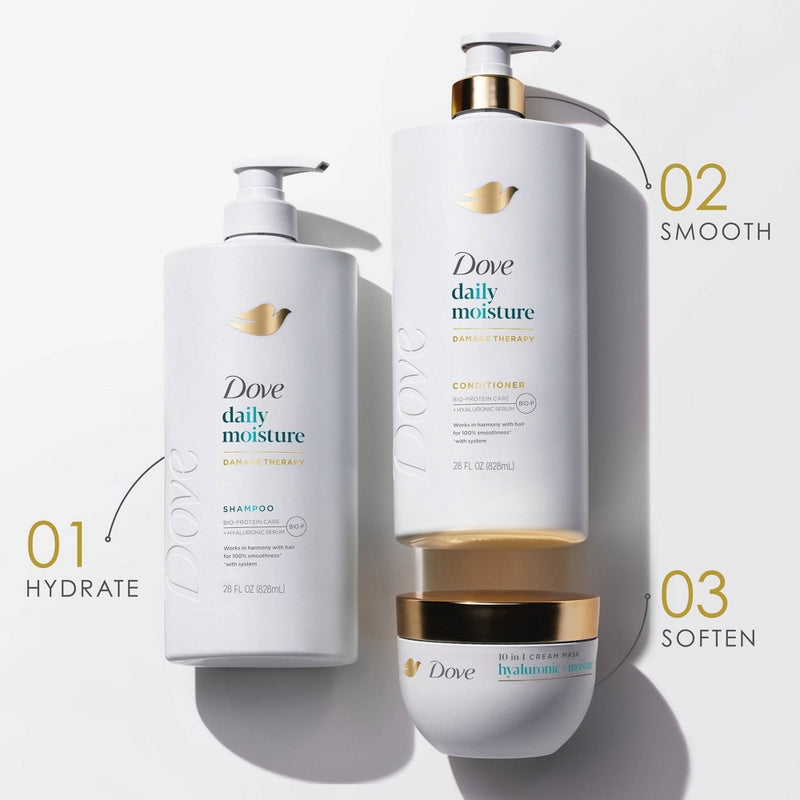 Dove Beauty Daily Moisture Hair Shampoo Pump with Hyaluronic Serum & Bio-Protein Care - 28 fl oz