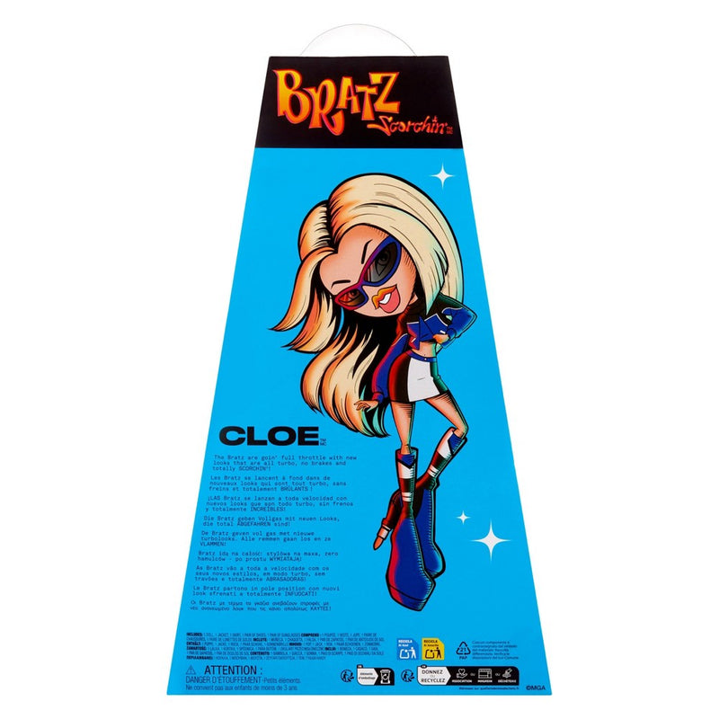 Bratz Scorchin' Cloe Fashion Doll with Accessories: Articulated, Removable Clothes, Straight Blonde Hair, Blue Eyes Includes Accessories