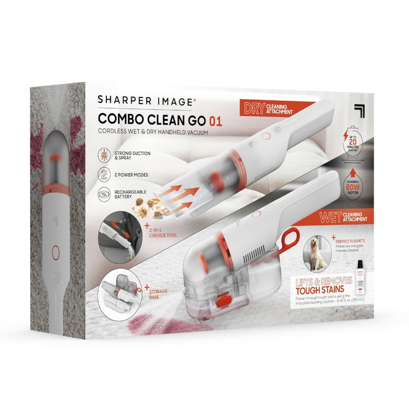 Sharper Image Combo Clean Go 01 Cordless Wet and Dry Handheld Vacuum White