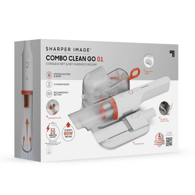 Sharper Image Combo Clean Go 01 Cordless Wet and Dry Handheld Vacuum White