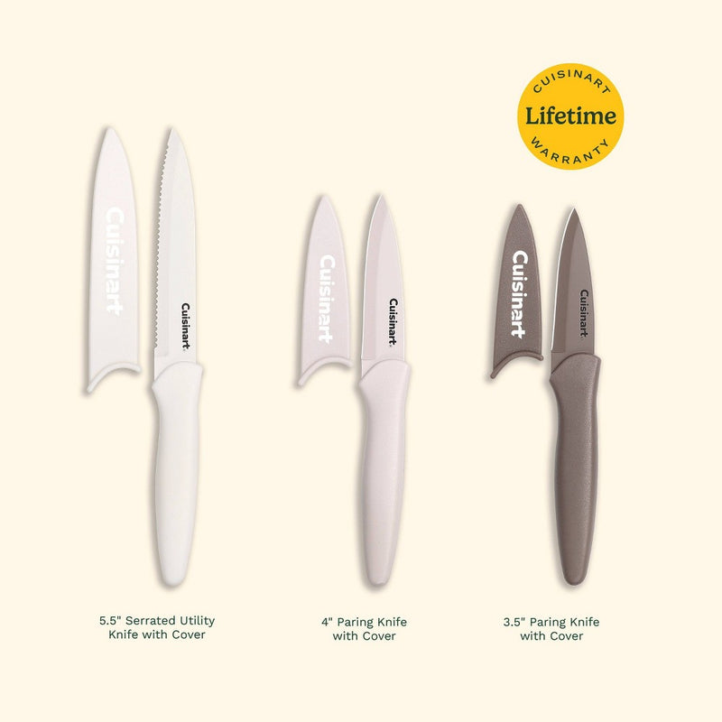 Cuisinart Advantage 6pc Nonstick Utility and Paring Knife Set with Blade Guards Cafe Au Lait
