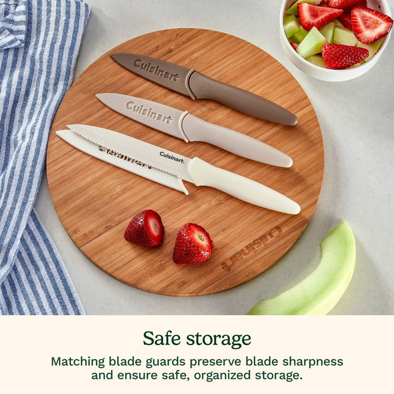 Cuisinart Advantage 6pc Nonstick Utility and Paring Knife Set with Blade Guards Cafe Au Lait