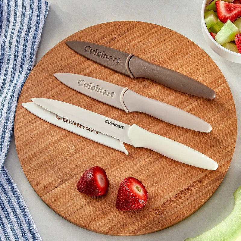 Cuisinart Advantage 6pc Nonstick Utility and Paring Knife Set with Blade Guards Cafe Au Lait