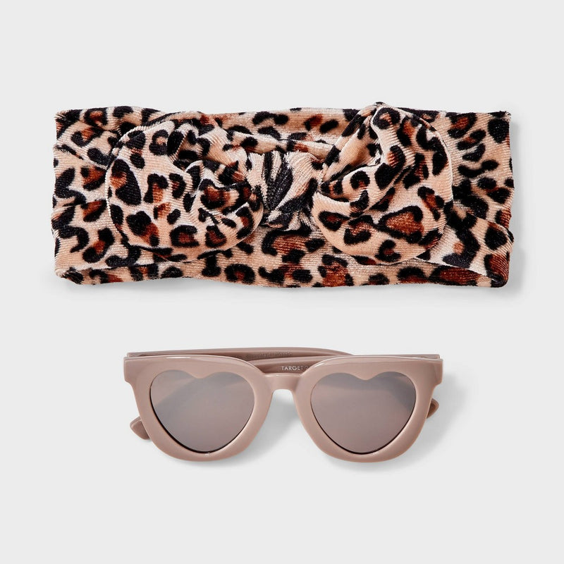 Toddler Girls' Leopard Headband & Sunglasses Set - Cat & Jack Light Brown