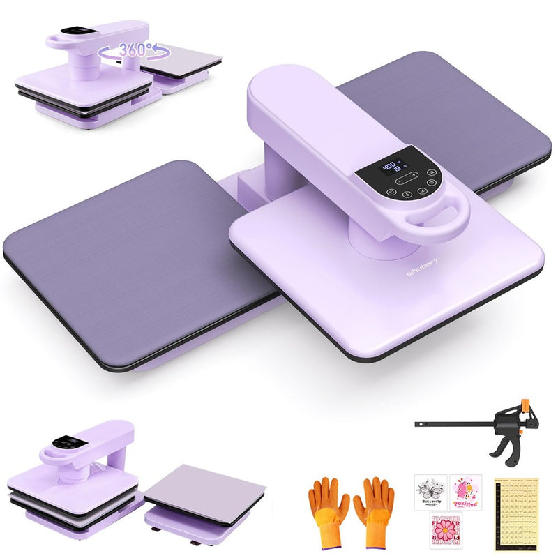 Whubefy Dual Auto Heat Press Machine 15X15, 360° Swing Away Smart T-Shirt Printing W/Auto Release & Auto-Off, Adjustable Pressure & Higher Heating Height For HTV, Sublimation, Heat Transfer Projects (LOCAL PICKUP ONLY)