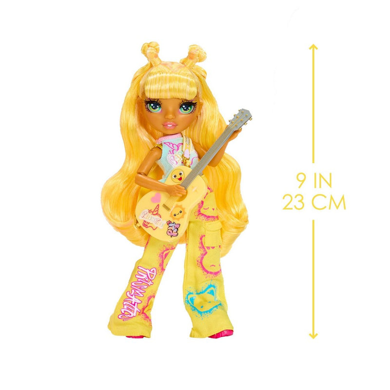 Rainbow High Jr High Rock Band - Sunny, Yellow 9" Fashion Doll with Guitar, Customize with Stickers