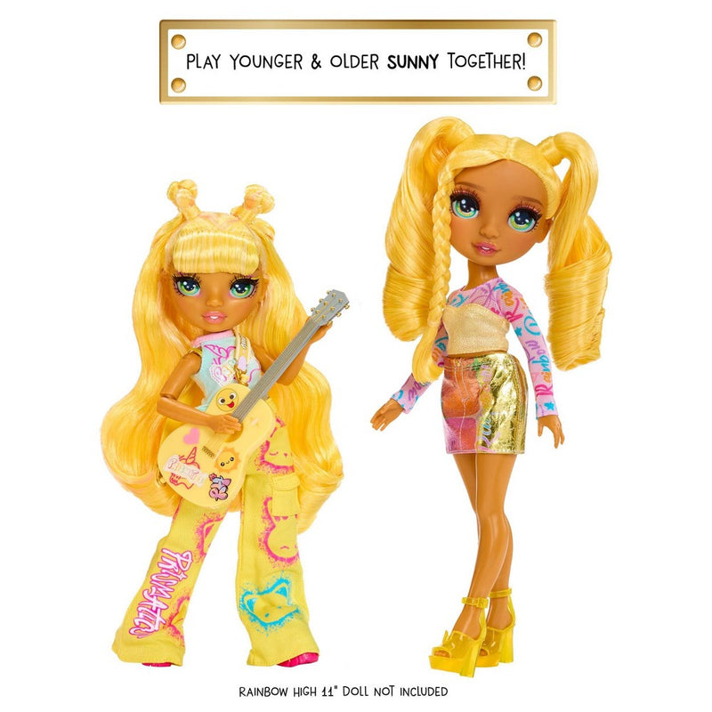 Rainbow High Jr High Rock Band - Sunny, Yellow 9" Fashion Doll with Guitar, Customize with Stickers