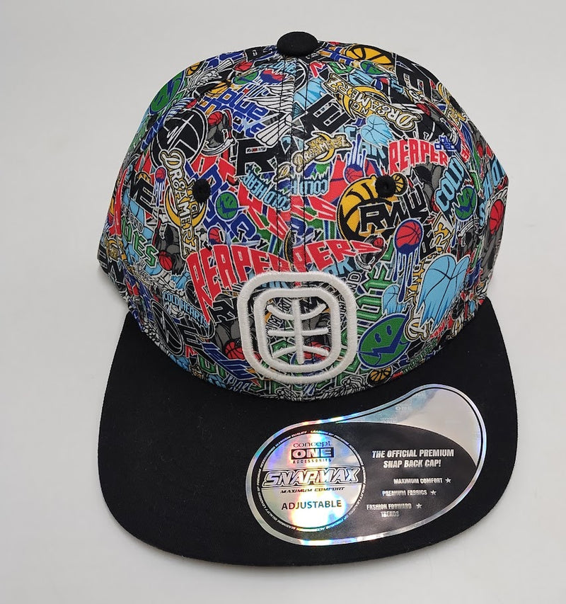 Overtime Adult Flat Brim Snapback Baseball Hat - Printed Crown